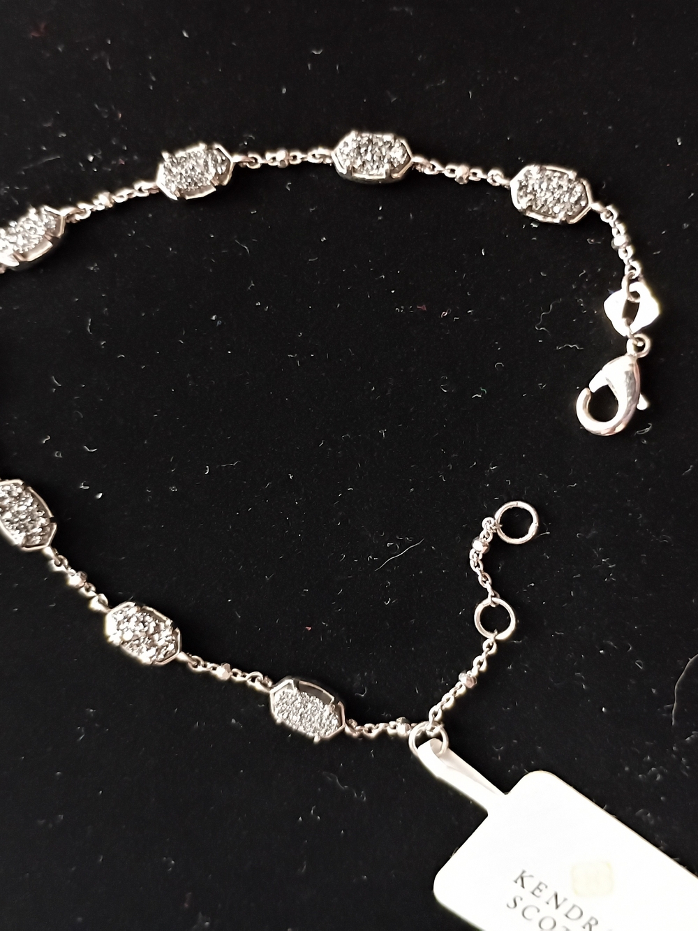Kendra Scott Emilie Silver Chain Bracelet in Platinum Drusy, featuring